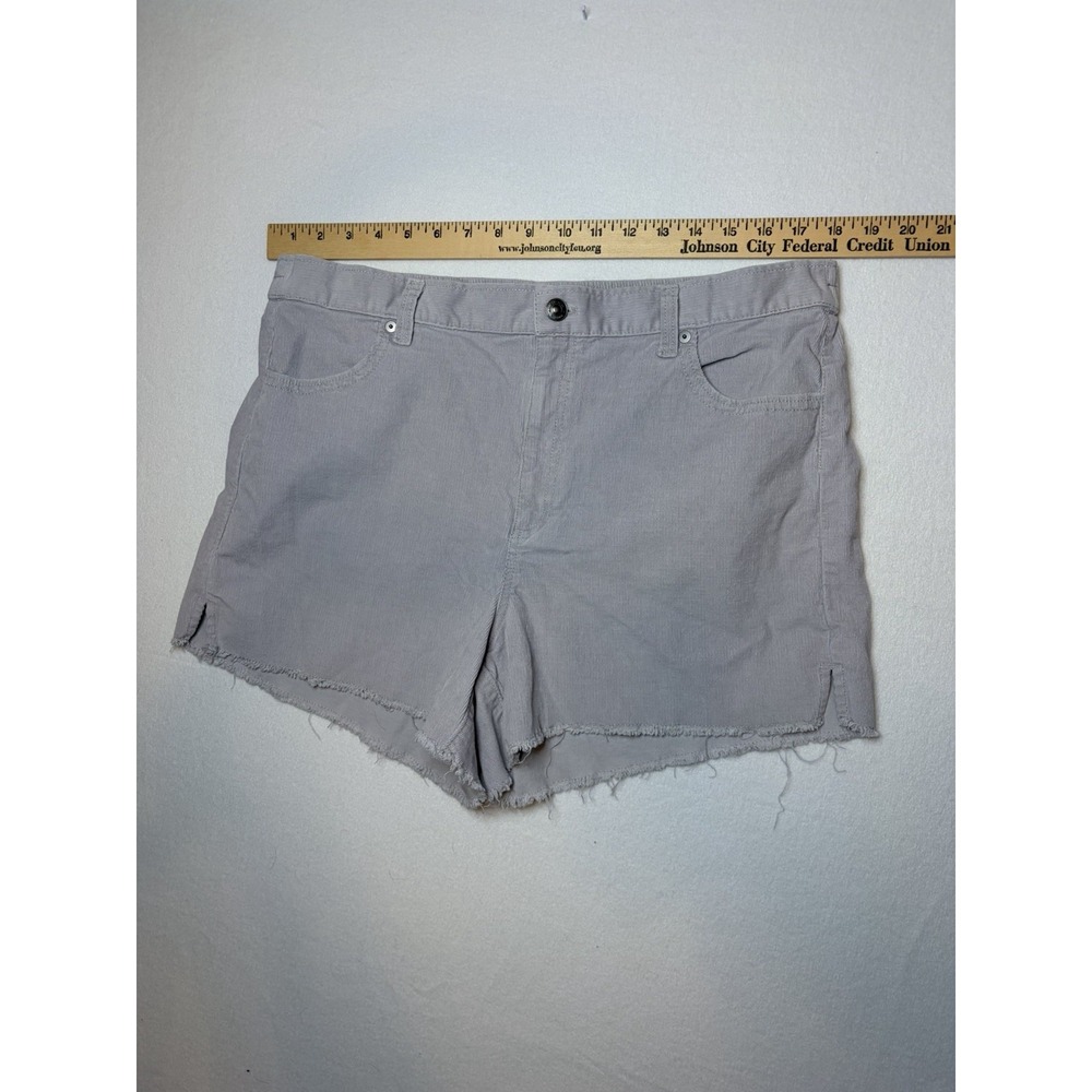 Aerie High Rise Corduroy Shorts Raw Hem Pocket Elastic waist 4" inseam Grey XL - Picture 7 of 10
